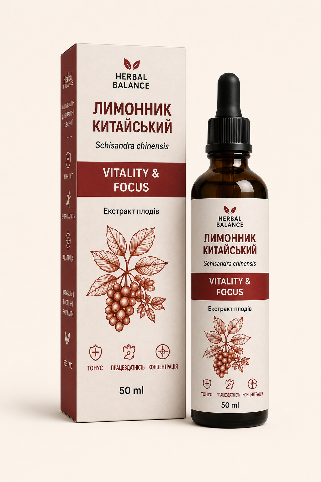 Лимонник китайський — флакон 50 мл і коробка